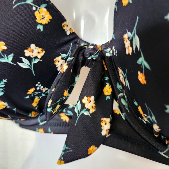Super Cute SHADE & SHORE Black with Floral Bikini Top 34DD - Picture 3 of 6